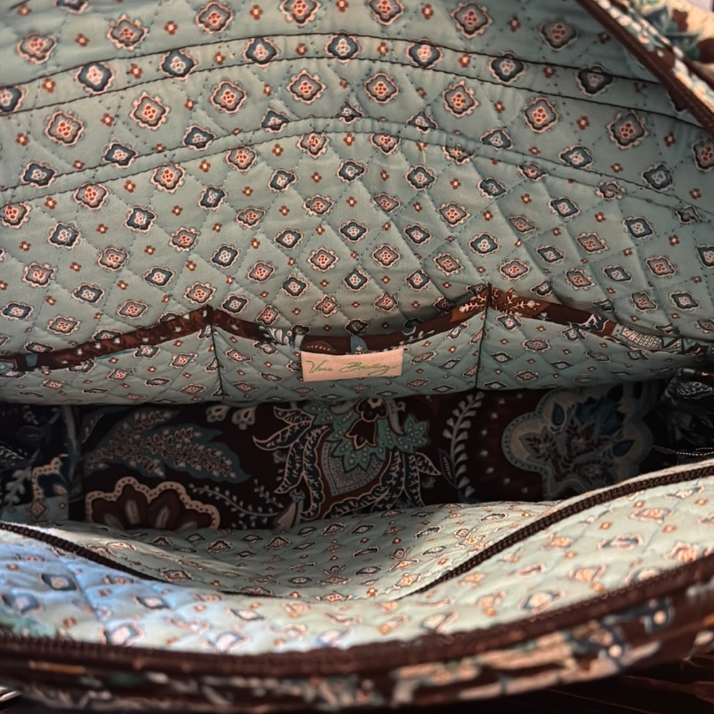 Vera Bradley Java Blue & Brown Satchel HandBag Retired 2007 Collection excellent - Picture 2 of 4